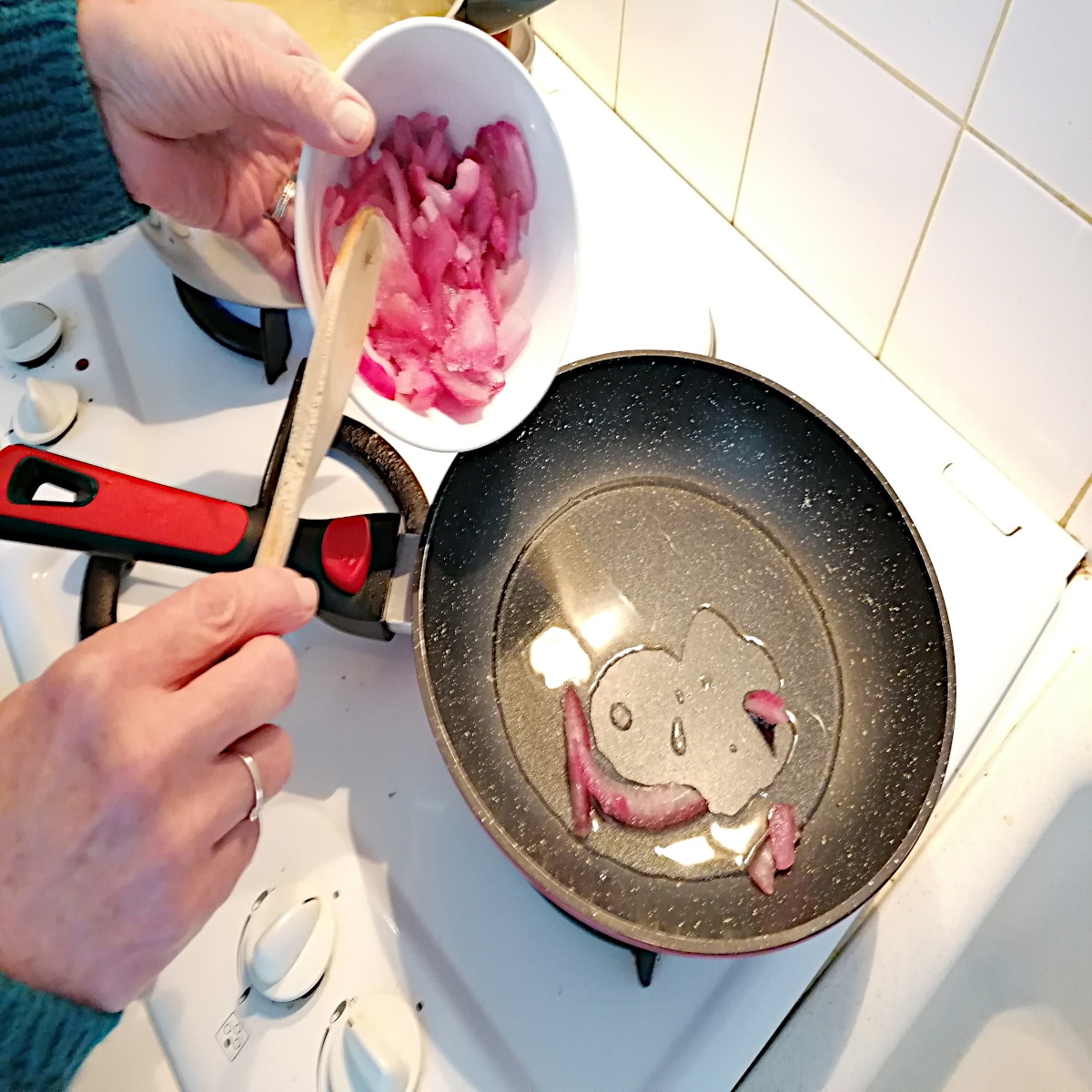 l'oignon dans l'huile