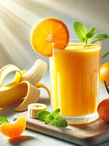 jus de banane et mandarine : un véritable rayon de soleil en verre